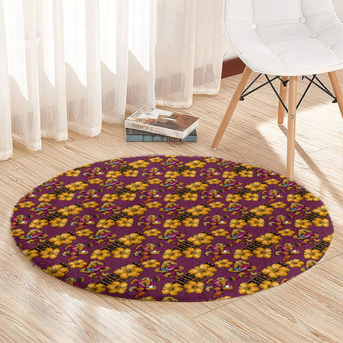 Brisbane Broncos Mascot Round Carpet Tropical Hibiscus Floral Seamless Rugby Mascot