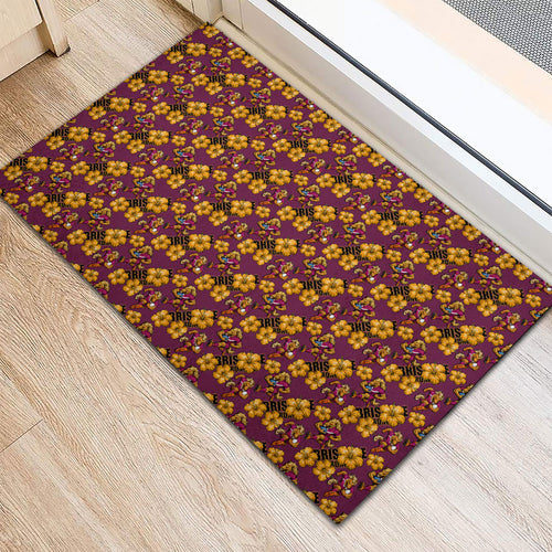 Brisbane Broncos Mascot Rubber Doormat Tropical Hibiscus Floral Seamless Rugby Mascot
