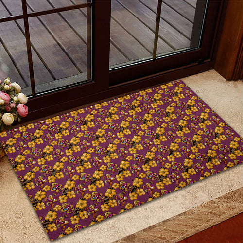 Brisbane Broncos Mascot Rubber Doormat Tropical Hibiscus Floral Seamless Rugby Mascot