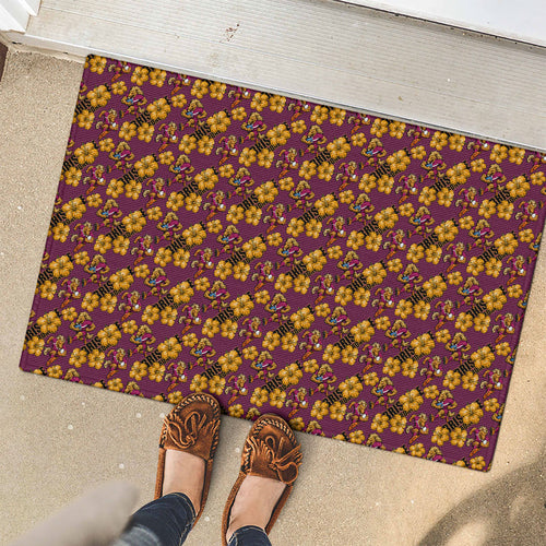 Brisbane Broncos Mascot Rubber Doormat Tropical Hibiscus Floral Seamless Rugby Mascot