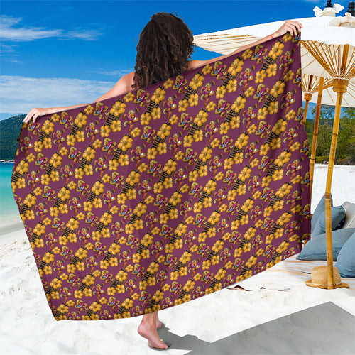 Brisbane Broncos Mascot Sarong Tropical Hibiscus Floral Seamless Rugby Mascot
