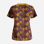 Brisbane Broncos Mascot Scrub Top Tropical Hibiscus Floral Seamless Rugby Mascot