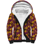 Brisbane Broncos Mascot Sherpa Hoodie Tropical Hibiscus Floral Seamless Rugby Mascot