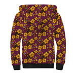 Brisbane Broncos Mascot Sherpa Hoodie Tropical Hibiscus Floral Seamless Rugby Mascot