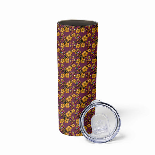 Brisbane Broncos Mascot Skinny Tumbler Tropical Hibiscus Floral Seamless Rugby Mascot