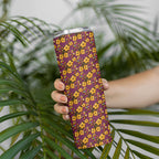 Brisbane Broncos Mascot Skinny Tumbler Tropical Hibiscus Floral Seamless Rugby Mascot