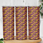 Brisbane Broncos Mascot Skinny Tumbler Tropical Hibiscus Floral Seamless Rugby Mascot