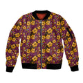 Brisbane Broncos Mascot Sleeve Zip Bomber Jacket Tropical Hibiscus Floral Seamless Rugby Mascot