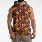 Brisbane Broncos Mascot Sleeveless Hoodie Tropical Hibiscus Floral Seamless Rugby Mascot