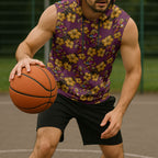 Brisbane Broncos Mascot Sleeveless Hoodie Tropical Hibiscus Floral Seamless Rugby Mascot