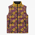 Brisbane Broncos Mascot Sleeveless Puffer Jacket Tropical Hibiscus Floral Seamless Rugby Mascot