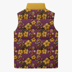 Brisbane Broncos Mascot Sleeveless Puffer Jacket Tropical Hibiscus Floral Seamless Rugby Mascot