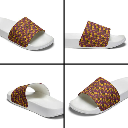 Brisbane Broncos Mascot Slide Sandals Tropical Hibiscus Floral Seamless Rugby Mascot
