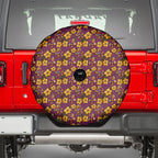 Brisbane Broncos Mascot Spare Tire Cover Tropical Hibiscus Floral Seamless Rugby Mascot