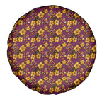 Brisbane Broncos Mascot Spare Tire Cover Tropical Hibiscus Floral Seamless Rugby Mascot