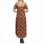 Brisbane Broncos Mascot Summer Maxi Dress Tropical Hibiscus Floral Seamless Rugby Mascot