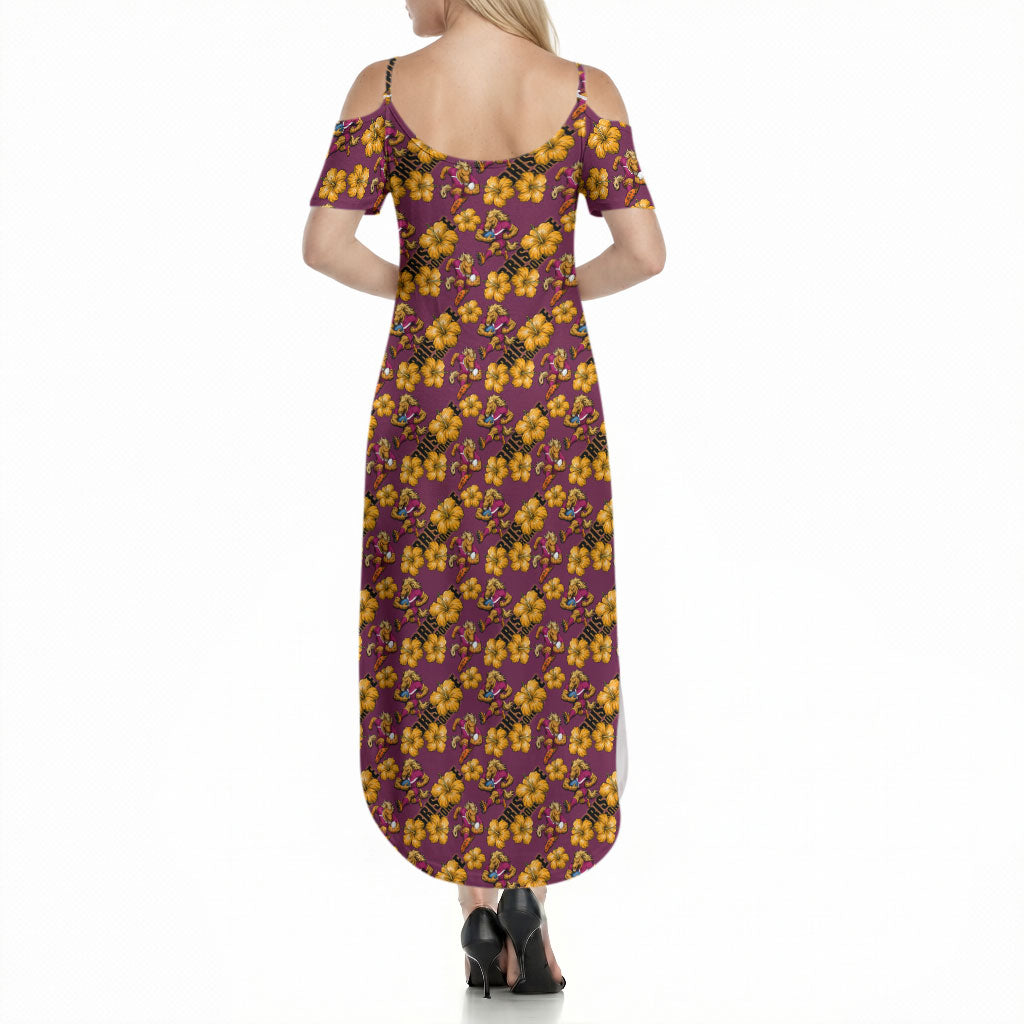 Brisbane Broncos Mascot Summer Maxi Dress Tropical Hibiscus Floral Seamless Rugby Mascot