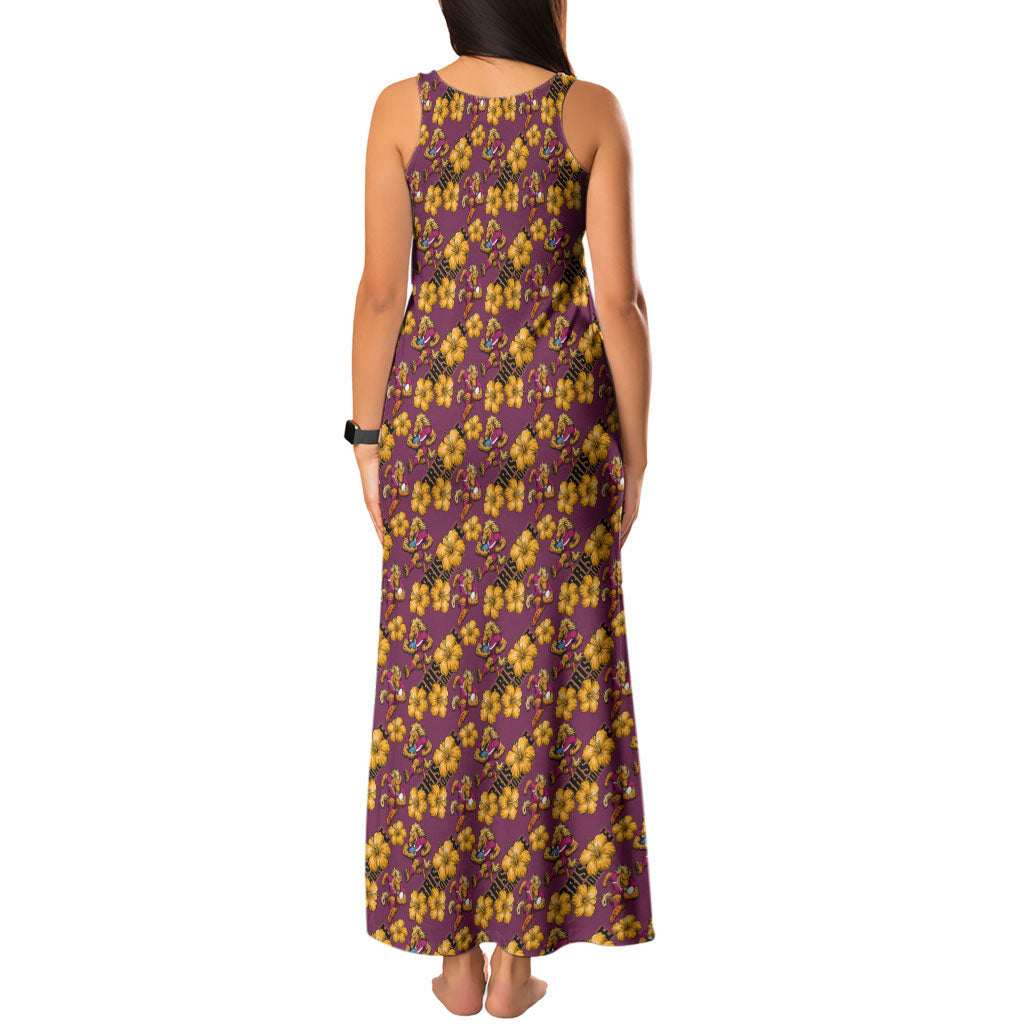 Brisbane Broncos Mascot Tank Maxi Dress Tropical Hibiscus Floral Seamless Rugby Mascot