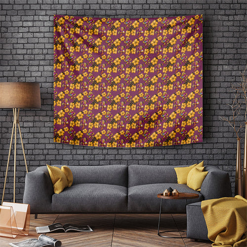 Brisbane Broncos Mascot Tapestry Tropical Hibiscus Floral Seamless Rugby Mascot