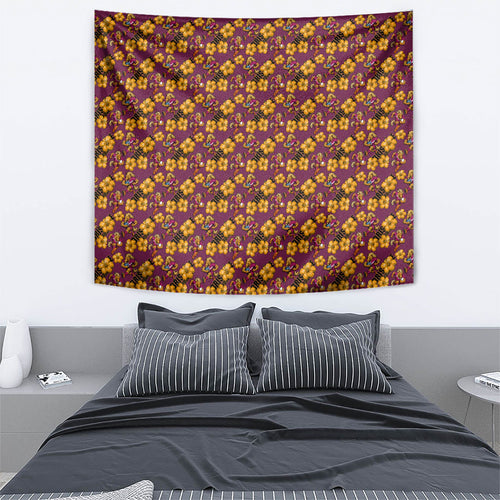 Brisbane Broncos Mascot Tapestry Tropical Hibiscus Floral Seamless Rugby Mascot
