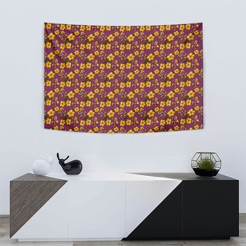 Brisbane Broncos Mascot Tapestry Tropical Hibiscus Floral Seamless Rugby Mascot