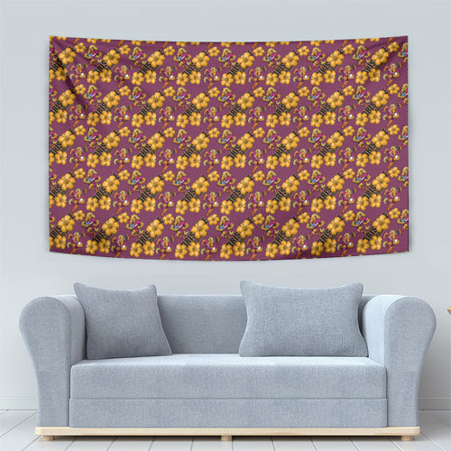 Brisbane Broncos Mascot Tapestry Tropical Hibiscus Floral Seamless Rugby Mascot
