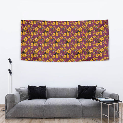 Brisbane Broncos Mascot Tapestry Tropical Hibiscus Floral Seamless Rugby Mascot