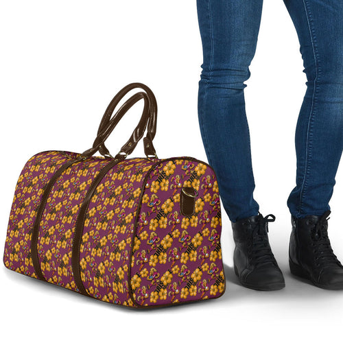 Brisbane Broncos Mascot Travel Bag Tropical Hibiscus Floral Seamless Rugby Mascot