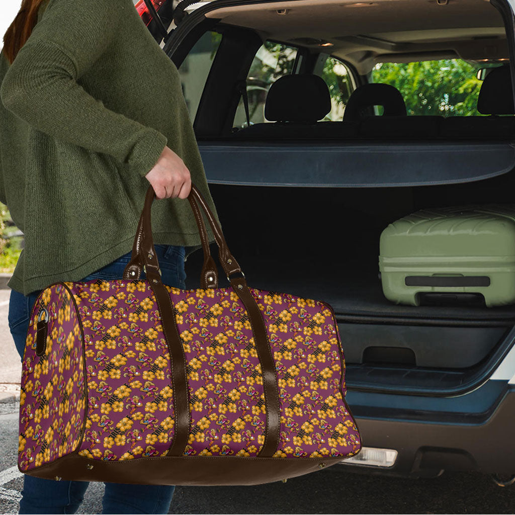 Brisbane Broncos Mascot Travel Bag Tropical Hibiscus Floral Seamless Rugby Mascot