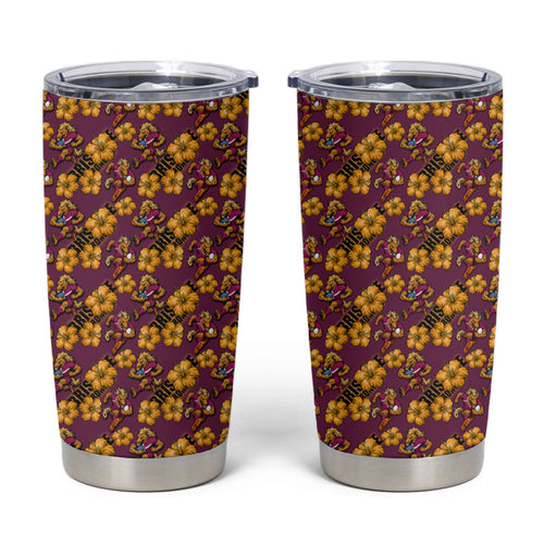 Brisbane Broncos Mascot Tumbler Cup Tropical Hibiscus Floral Seamless Rugby Mascot