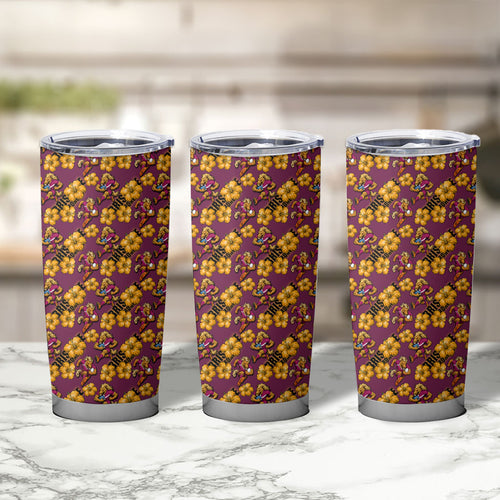 Brisbane Broncos Mascot Tumbler Cup Tropical Hibiscus Floral Seamless Rugby Mascot