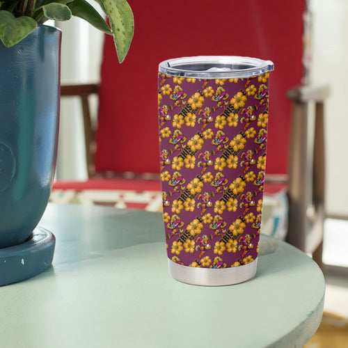 Brisbane Broncos Mascot Tumbler Cup Tropical Hibiscus Floral Seamless Rugby Mascot