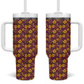 Brisbane Broncos Mascot Tumbler With Handle Tropical Hibiscus Floral Seamless Rugby Mascot