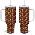 Brisbane Broncos Mascot Tumbler With Handle Tropical Hibiscus Floral Seamless Rugby Mascot