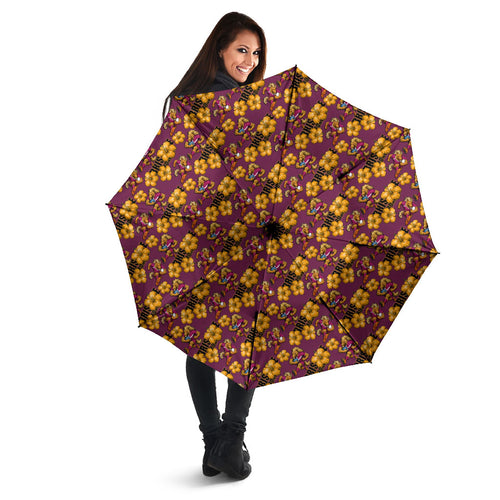Brisbane Broncos Mascot Umbrella Tropical Hibiscus Floral Seamless Rugby Mascot