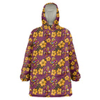 Brisbane Broncos Mascot Wearable Blanket Hoodie Tropical Hibiscus Floral Seamless Rugby Mascot