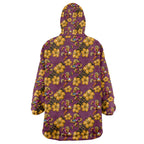 Brisbane Broncos Mascot Wearable Blanket Hoodie Tropical Hibiscus Floral Seamless Rugby Mascot