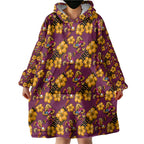 Brisbane Broncos Mascot Wearable Blanket Hoodie Tropical Hibiscus Floral Seamless Rugby Mascot