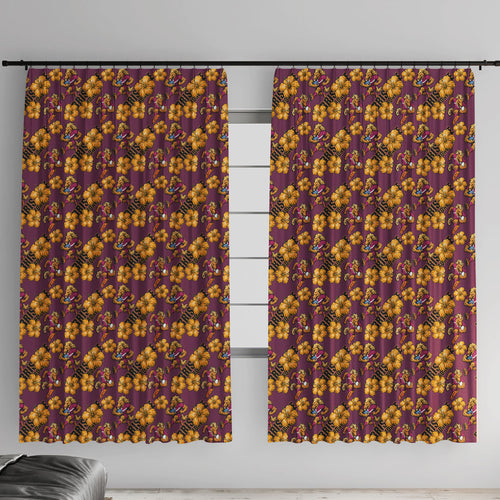 Brisbane Broncos Mascot Window Curtain Tropical Hibiscus Floral Seamless Rugby Mascot