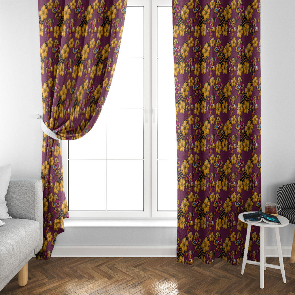 Brisbane Broncos Mascot Window Curtain Tropical Hibiscus Floral Seamless Rugby Mascot