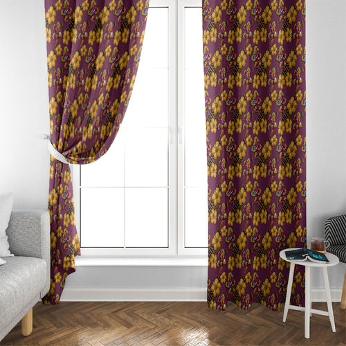 Brisbane Broncos Mascot Window Curtain Tropical Hibiscus Floral Seamless Rugby Mascot