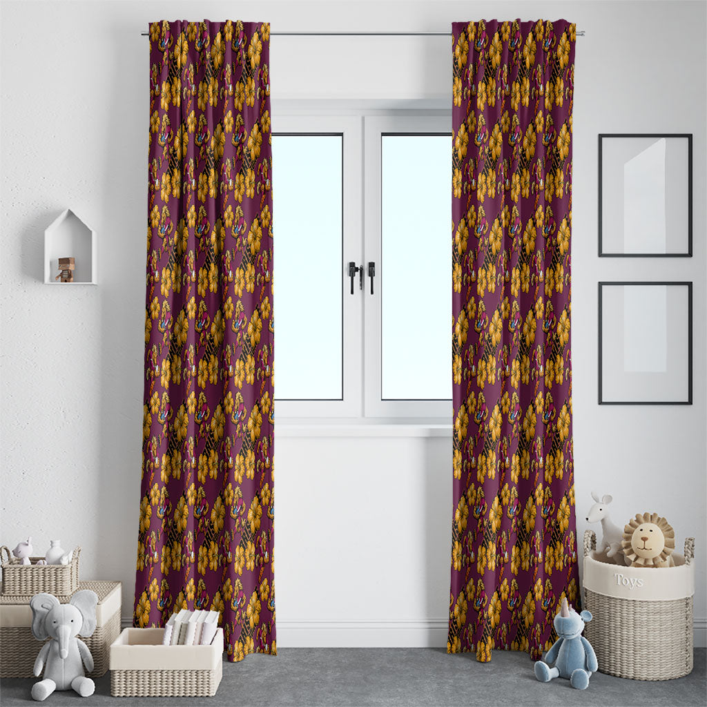 Brisbane Broncos Mascot Window Curtain Tropical Hibiscus Floral Seamless Rugby Mascot