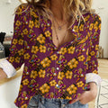 Brisbane Broncos Mascot Women Casual Shirt Tropical Hibiscus Floral Seamless Rugby Mascot