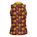 Brisbane Broncos Mascot Women Sleeveless Polo Shirt Tropical Hibiscus Floral Seamless Rugby Mascot