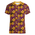 Brisbane Broncos Mascot Women V-Neck T-Shirt Tropical Hibiscus Floral Seamless Rugby Mascot