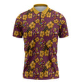 Brisbane Broncos Mascot Zipper Polo Shirt Tropical Hibiscus Floral Seamless Rugby Mascot