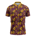 Brisbane Broncos Mascot Zipper Polo Shirt Tropical Hibiscus Floral Seamless Rugby Mascot