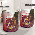 Personalized Brisbane Broncos vs Dolphins Laundry Basket Rivalry Dynamic Sports Rugby Mascot Graphic Art