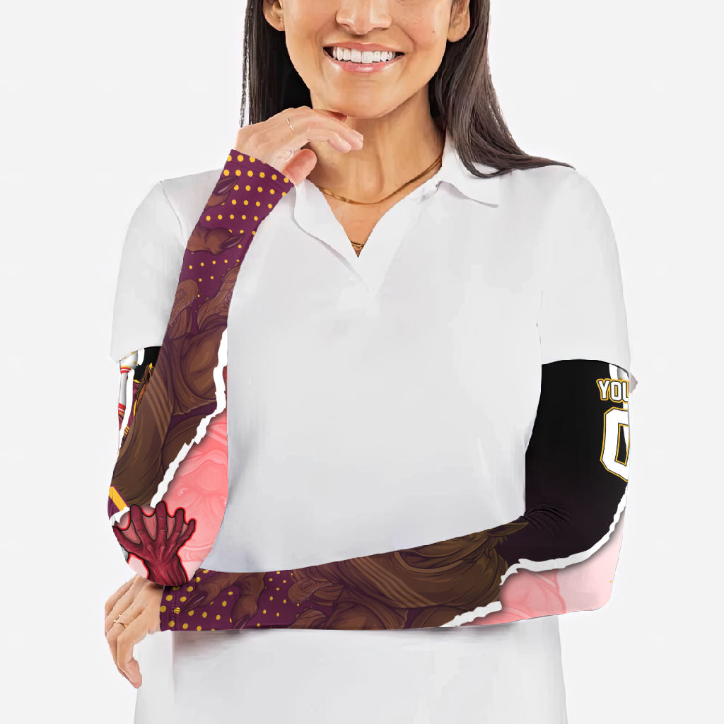 Personalized Brisbane Broncos vs Dolphins Arm Sleeves Rivalry Dynamic Sports Rugby Mascot Graphic Art