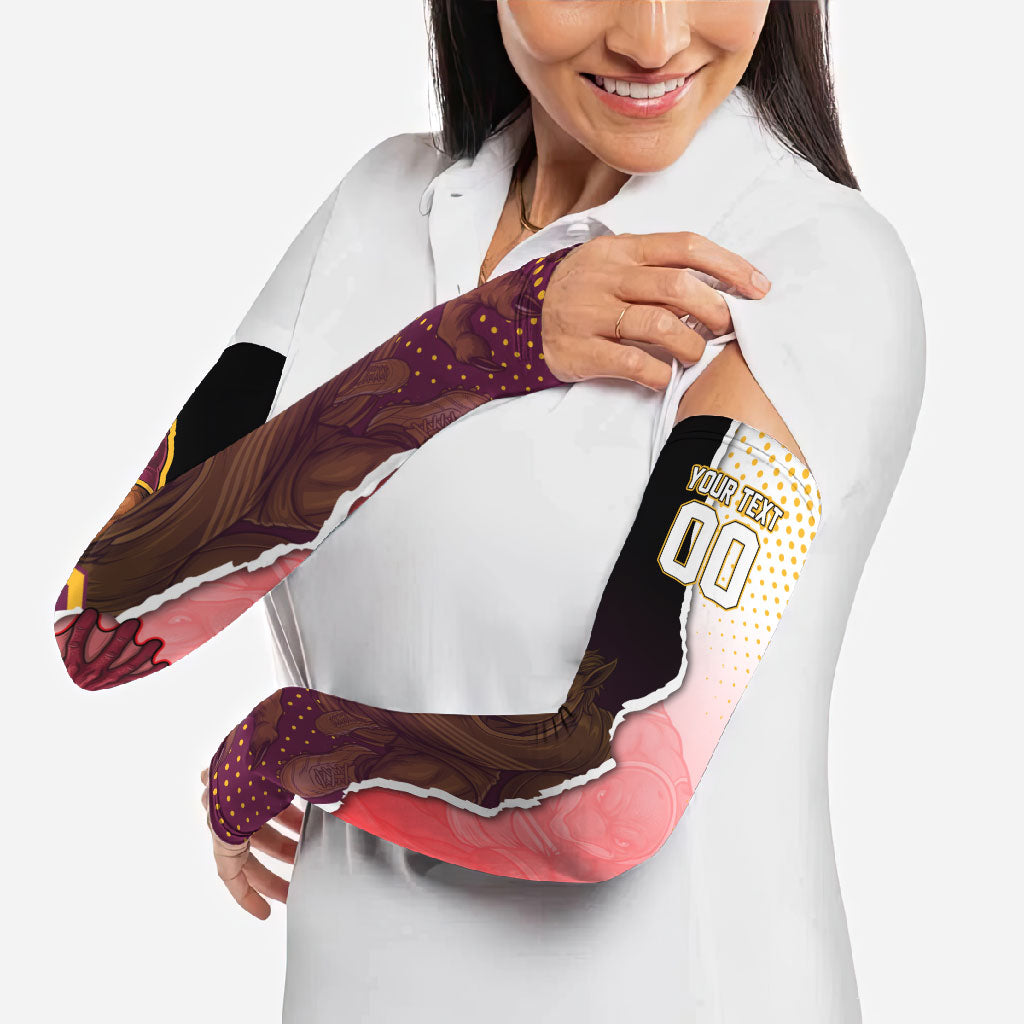 Personalized Brisbane Broncos vs Dolphins Arm Sleeves Rivalry Dynamic Sports Rugby Mascot Graphic Art